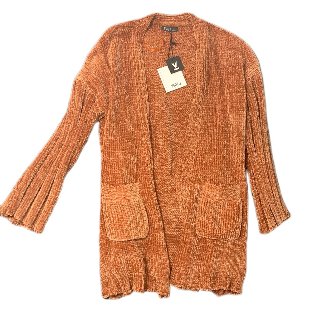 NWT ULTRA SOFT chenille knit cardigan - camel rust